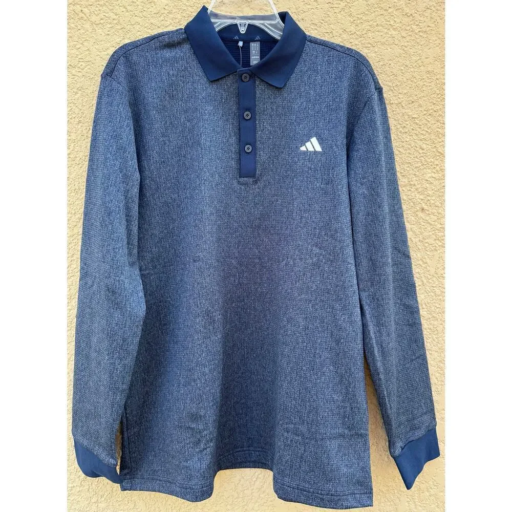Adidas Golf Long Sleeve Polo Navy Blue Medium NWT